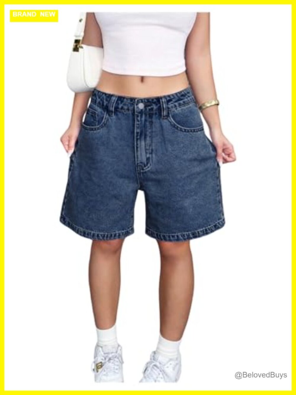 Women's Baggy Denim Shorts Straight Leg Y2K Casual Jorts with Pockets